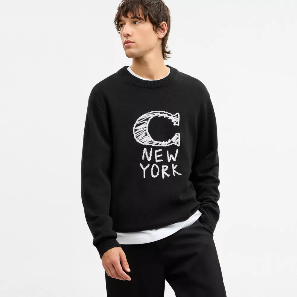 Scribble Signature Sweater - Black