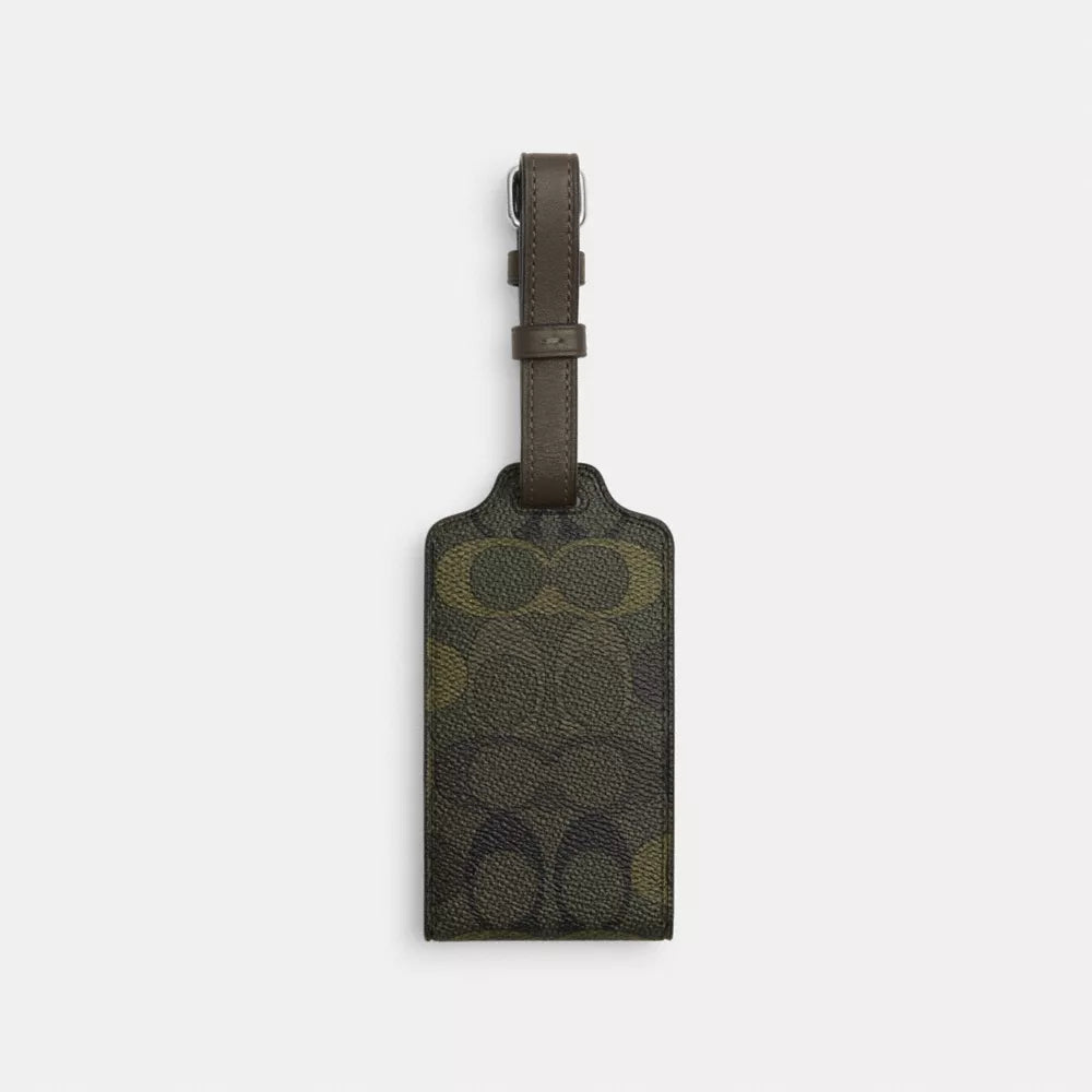Luggage Tag In Signature Camo Print - Signature Canvas/Silver/GREEN