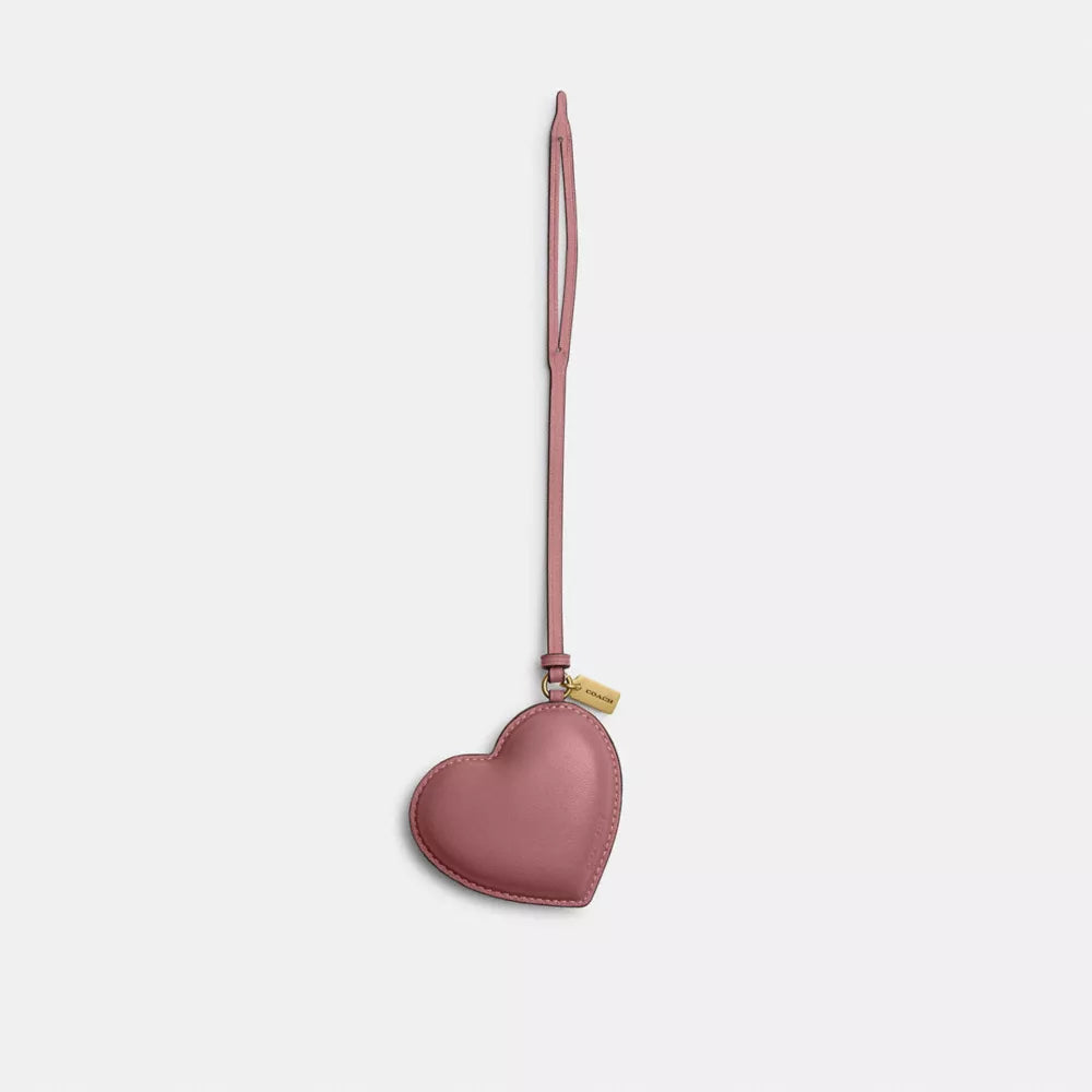 Heart Puffy Bag Charm - Brass/Peony