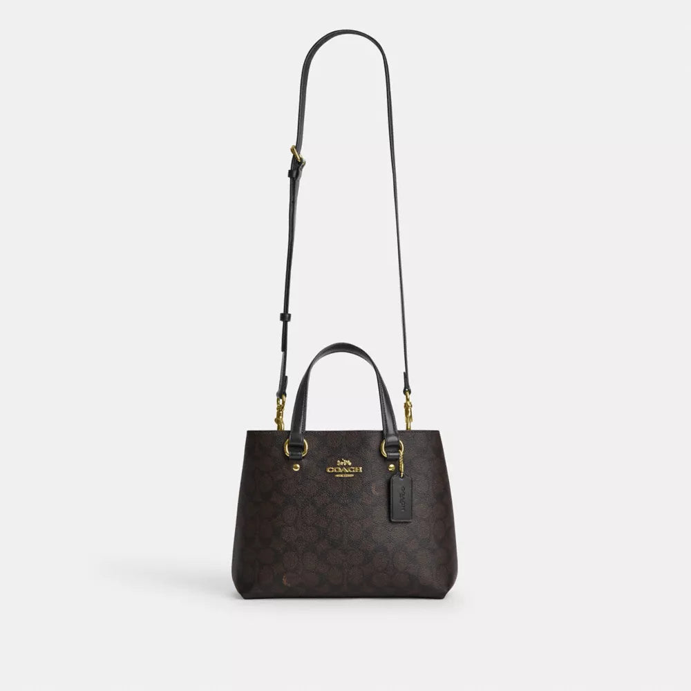 Station Carryall Bag In Signature Canvas - Gold/Walnut/Black