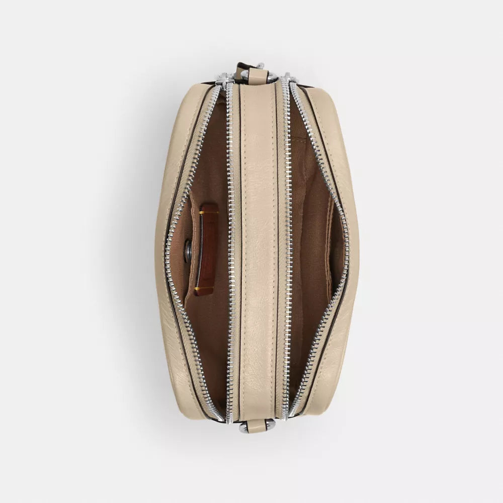 Mini Carey Crossbody Bag - Glazed Leather/Silver/IVORY