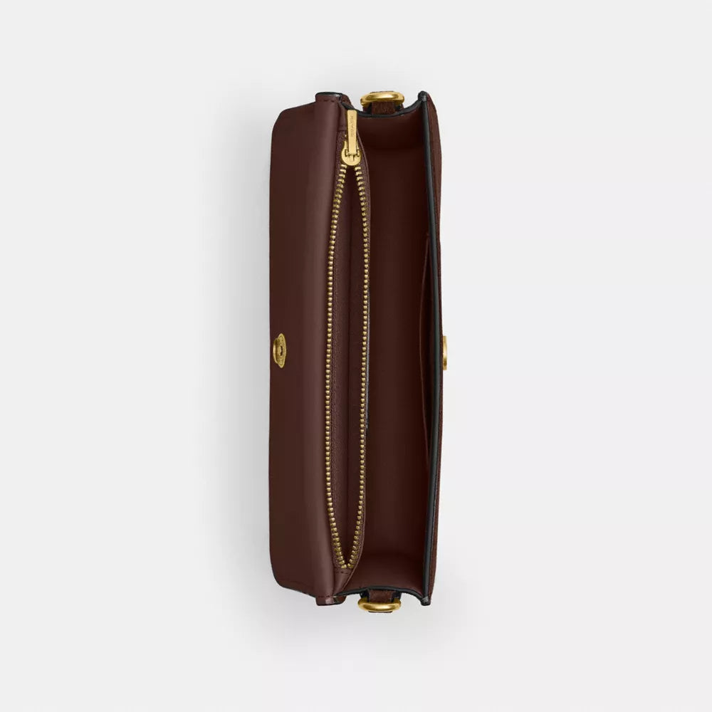 New York Elora Top Handle Crossbody Bag - Suede/Brass/Dark Chocolate