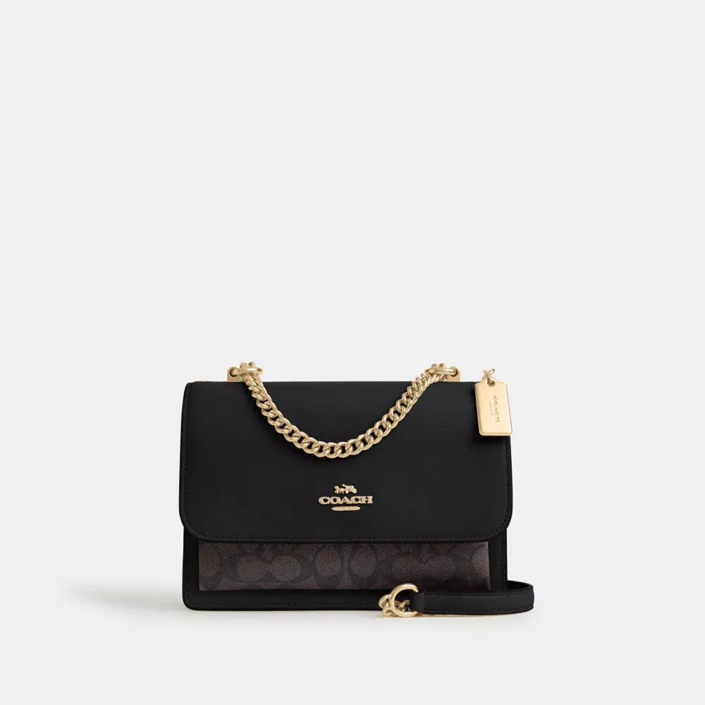 Klare Crossbody Bag In Signature Canvas - Gold/Walnut/Black