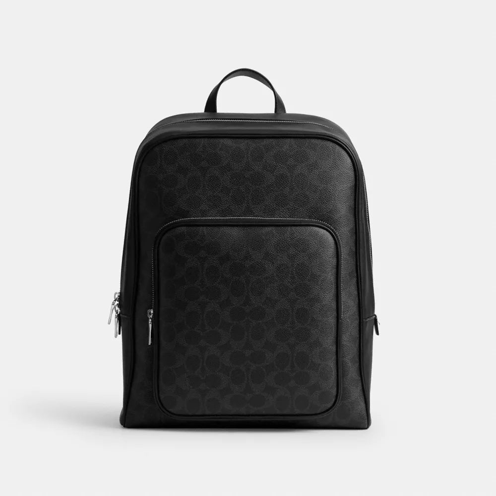 Aiden Backpack In Signature Canvas - Signature Canvas/Silver/Black Signature