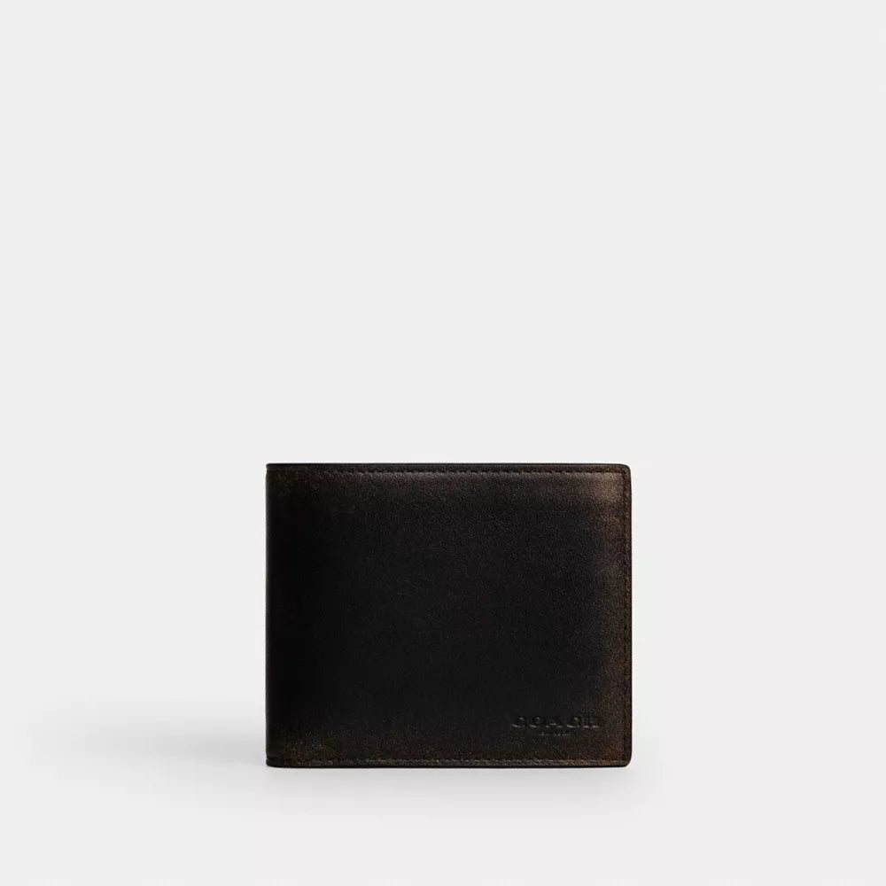 3-In-1 Wallet In Loved Leather - Black Brown