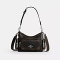 Laurel Shoulder Bag 22 With Pockets In Loved Leather - Silver/Black Brown