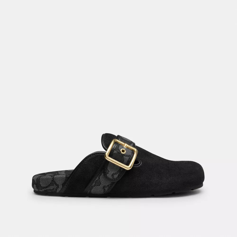 Archival Buckle Clog - Suede/Black