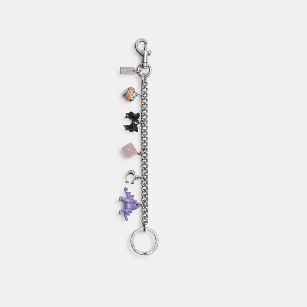 Motif Chain Bag Charm - Silver/Multi