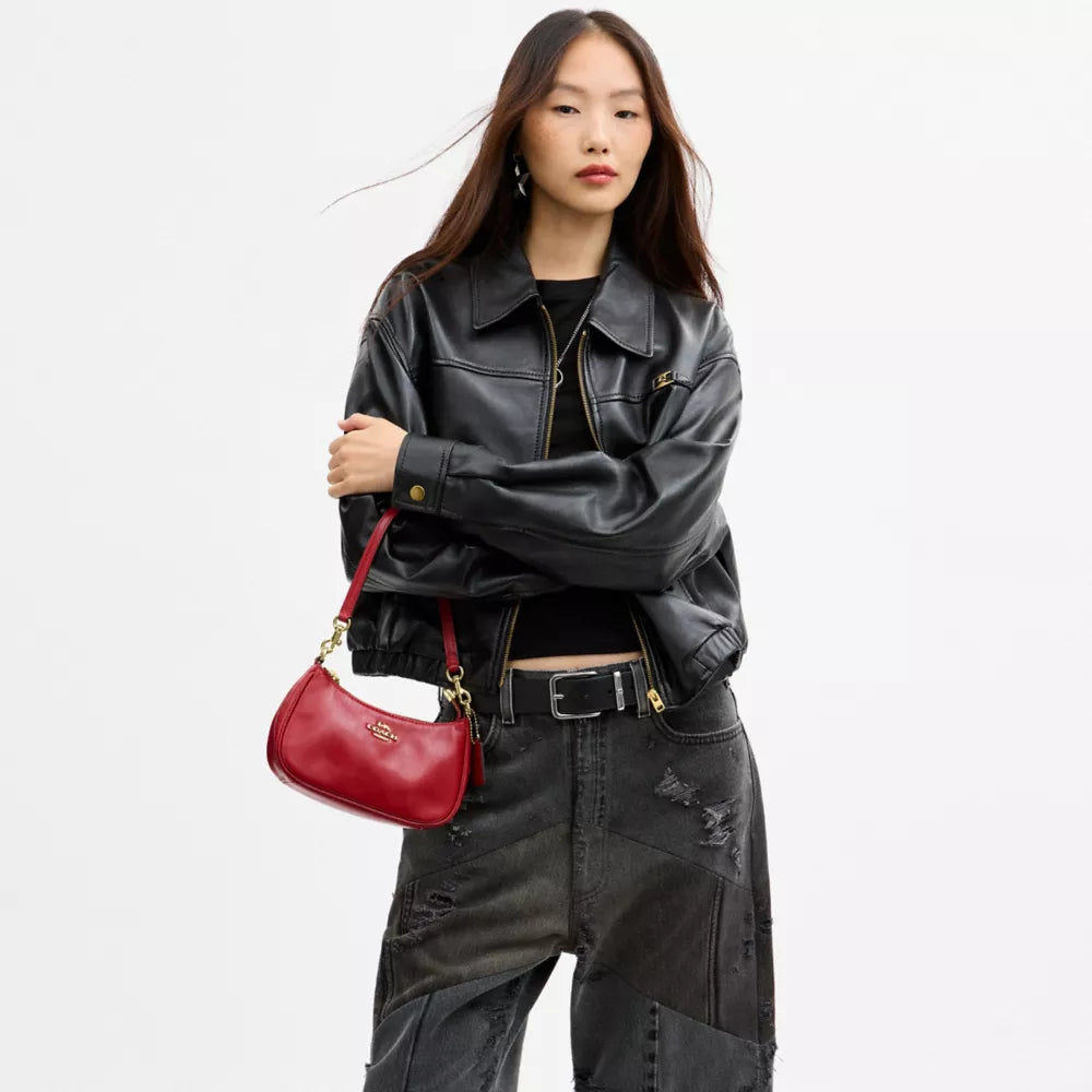 Soft Teri Mini Crossbody Bag - Smooth Leather/Gold/Poppy