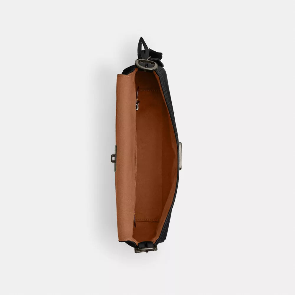 Etta Small Flap Shoulder Bag - Pebbled Leather/Gunmetal/Black