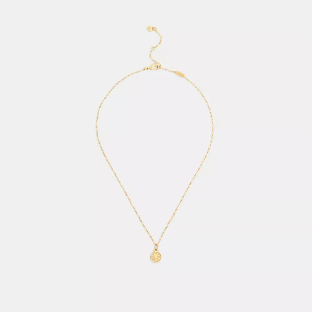 Signature Pavﾨﾦ Coin Pendant Necklace - Gold