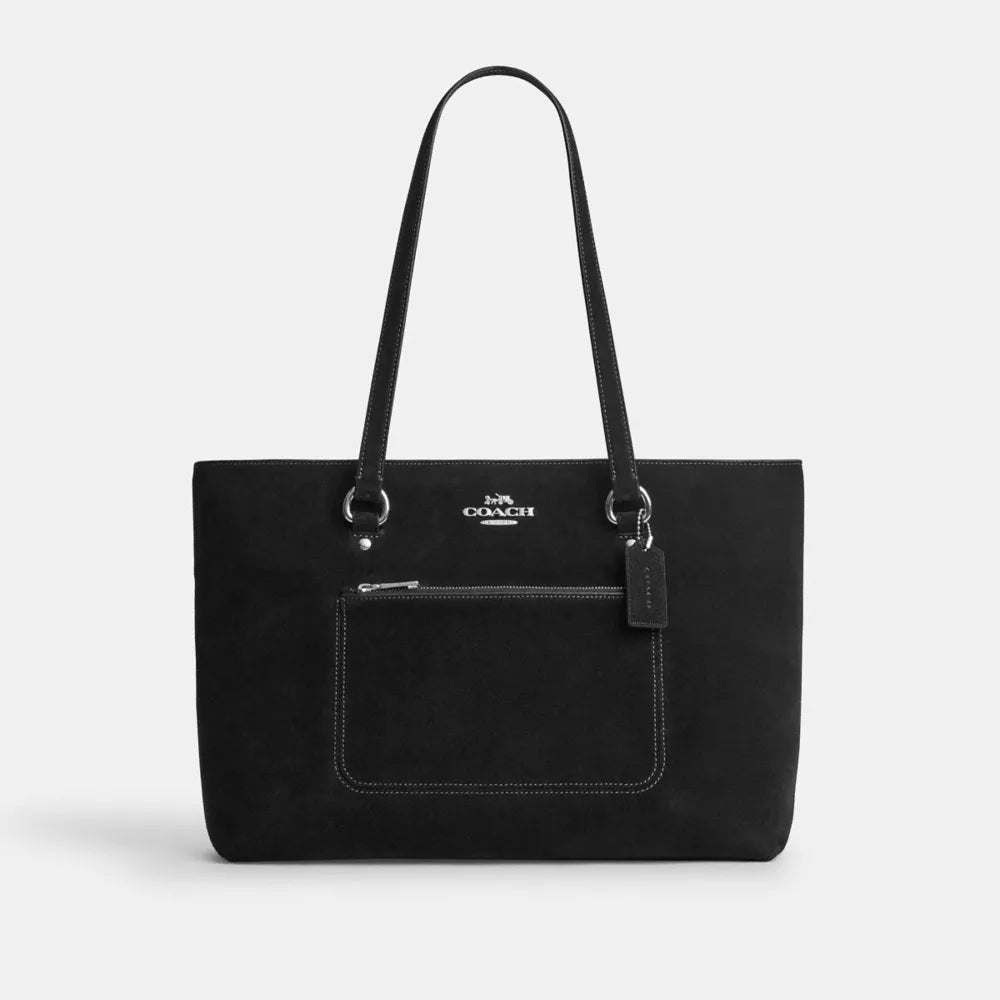Station Tote Bag - Suede/Silver/Black