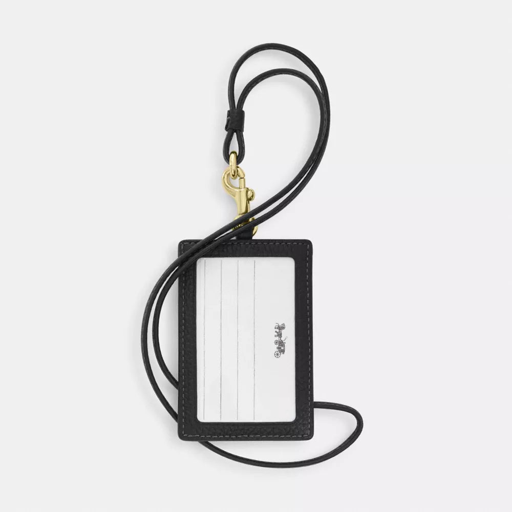 ID Lanyard - Pebbled Leather/Gold/Black