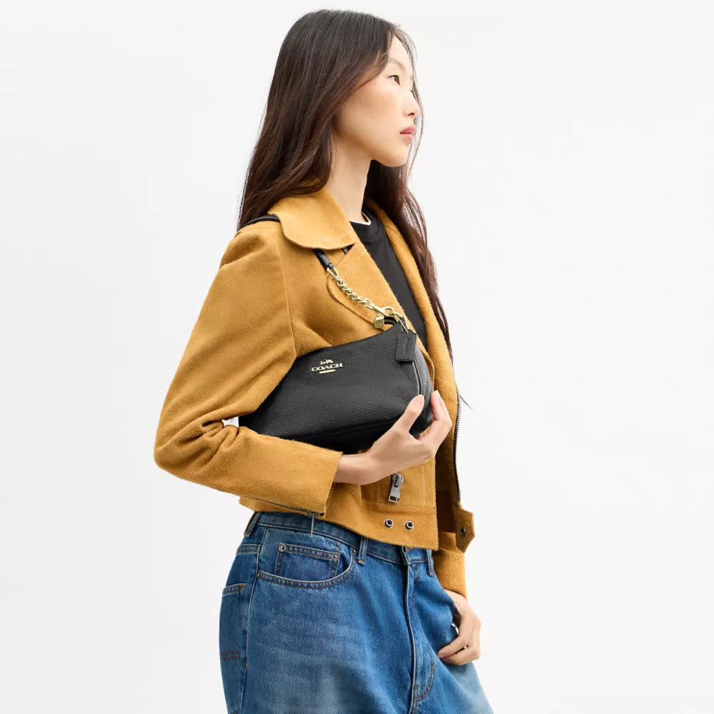 Teri Shoulder Bag - Pebbled Leather/Gold/Black