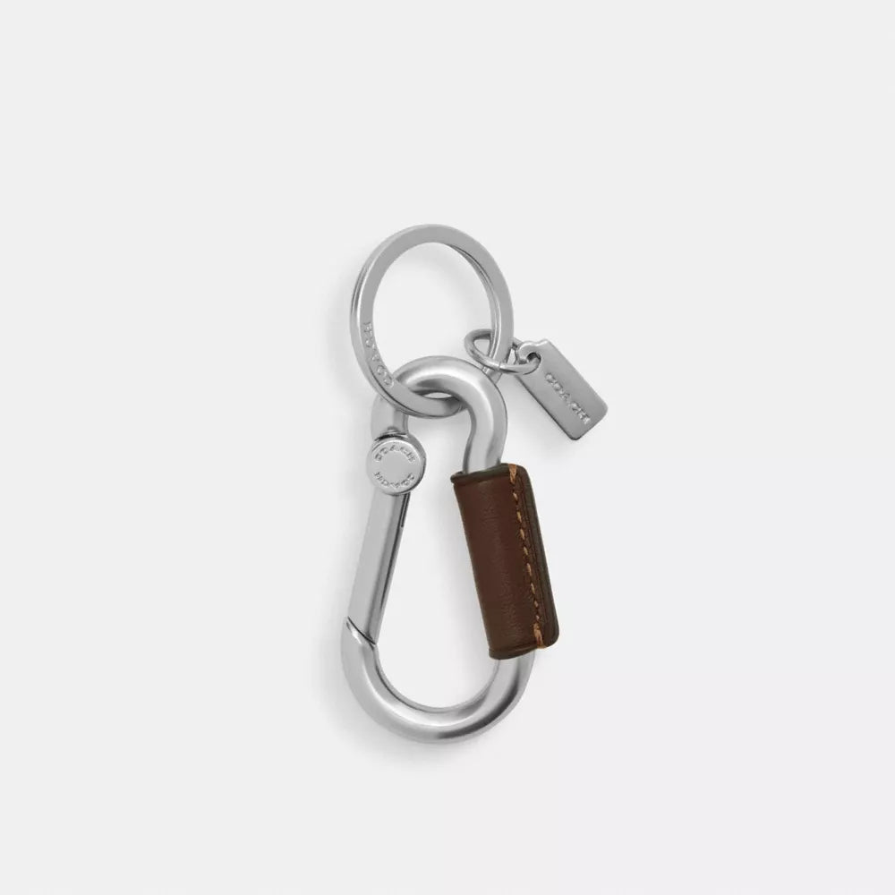 Carabiner Key Ring - Smooth Leather/Silver/Maple