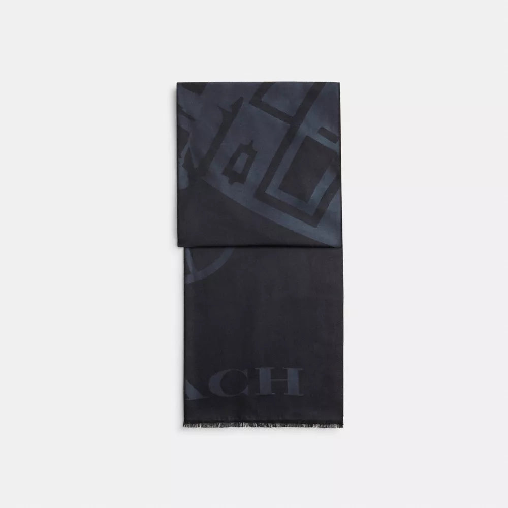 Oversized Horse And Carriage Stole - Black