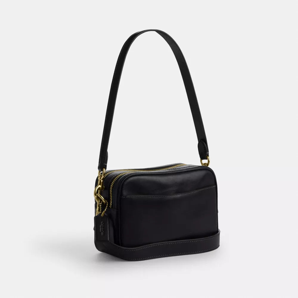 Mini Carey Crossbody Bag - Crinkle Leather/Gold/Black