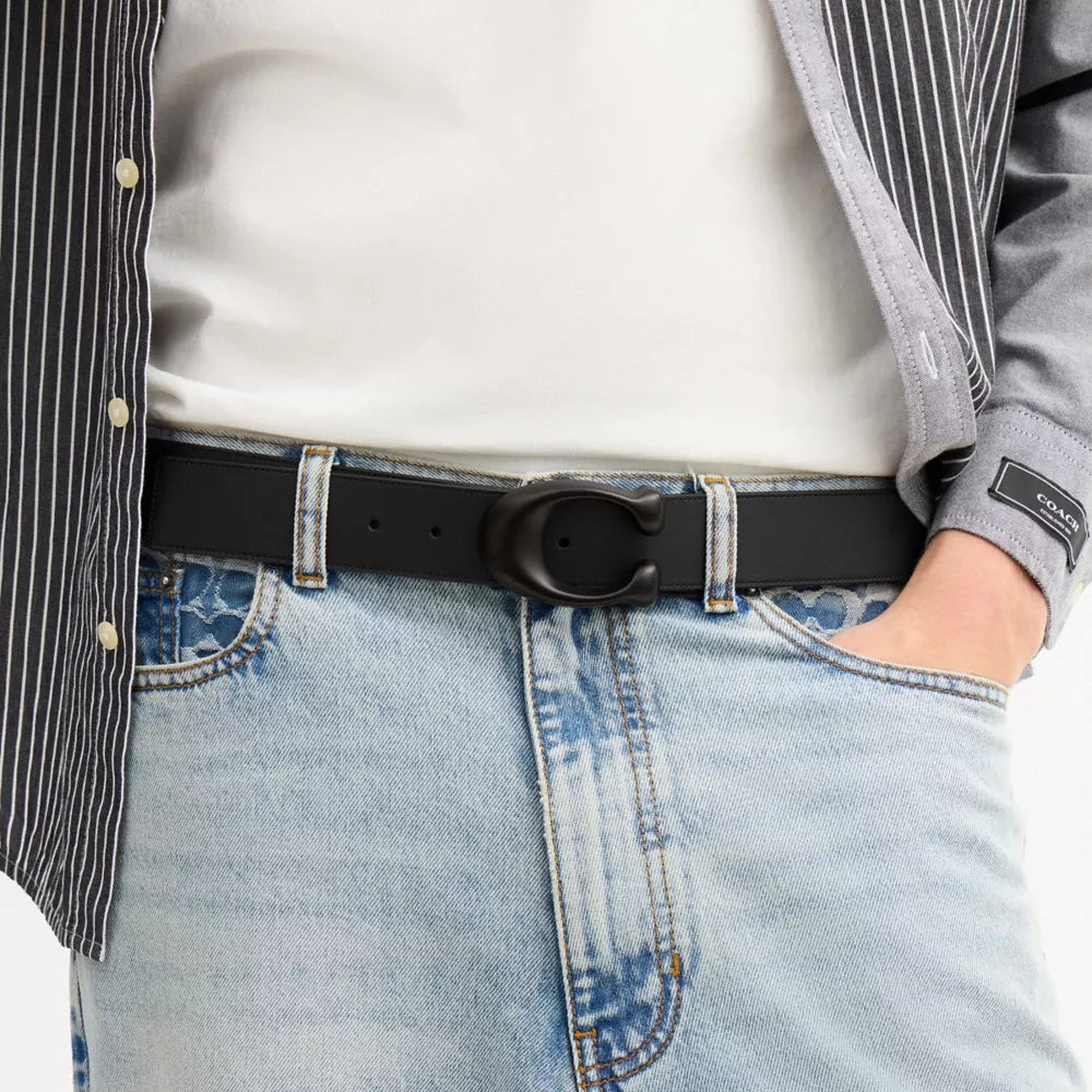 Sculpted C Buckle Reversible Belt, 38 Mm - Glovetan Leather/Black/Black