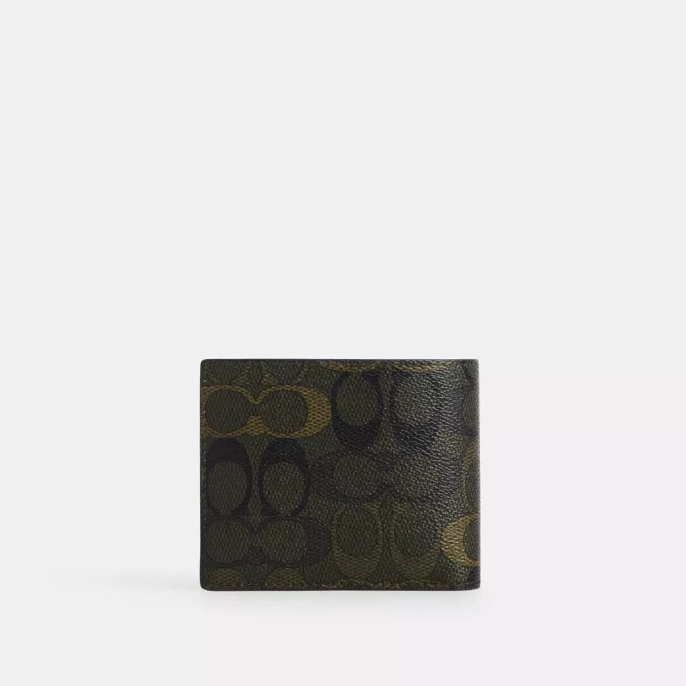 3-In-1 Wallet In Signature Camo Print - Signature Canvas/Green