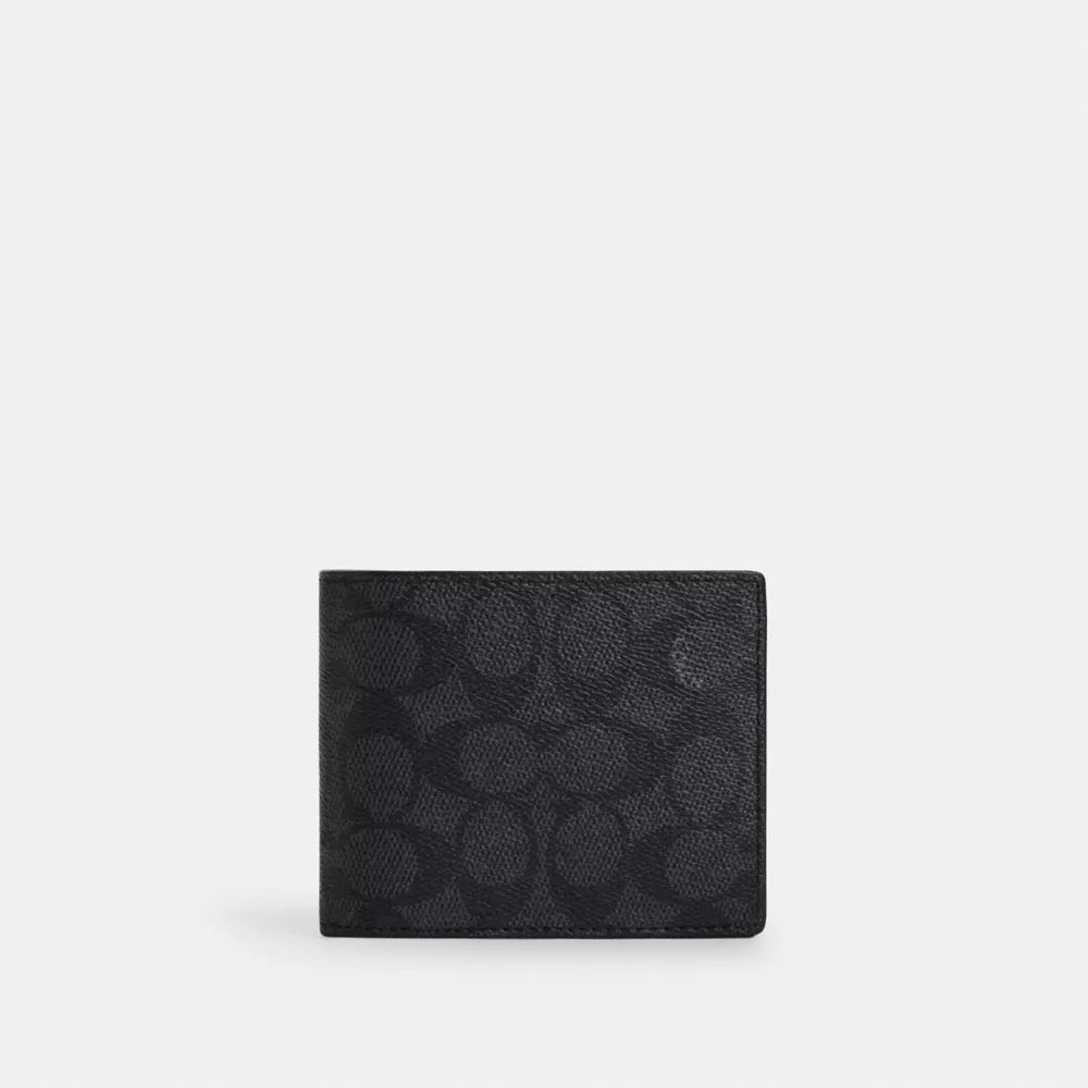 3-In-1 Wallet In Signature Canvas - Signature Canvas/Charcoal/Black