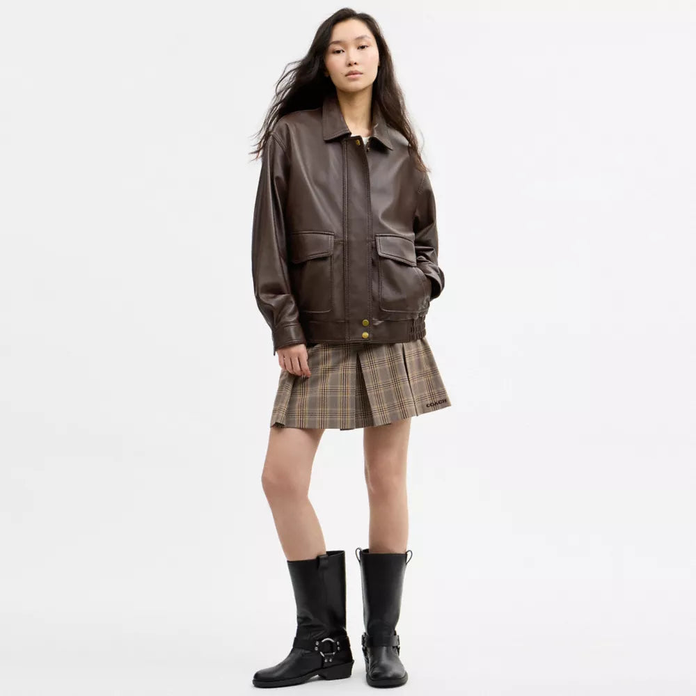 Leather Pilot Jacket - Vintage Brown