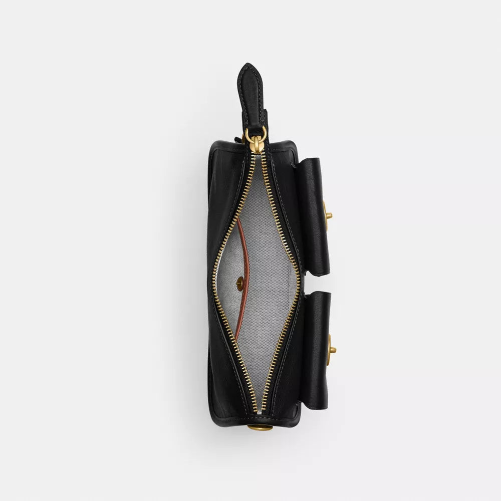 Twin Turnlock Waverly Bag - Natural Grain Leather/Brass/Black