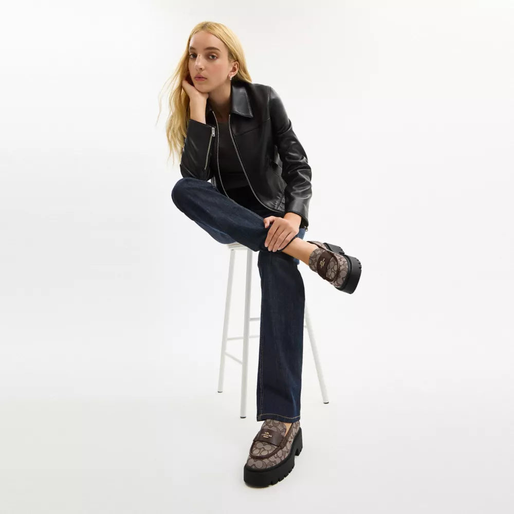 Lucy Loafer In Signature Jacquard - Oak/Maple