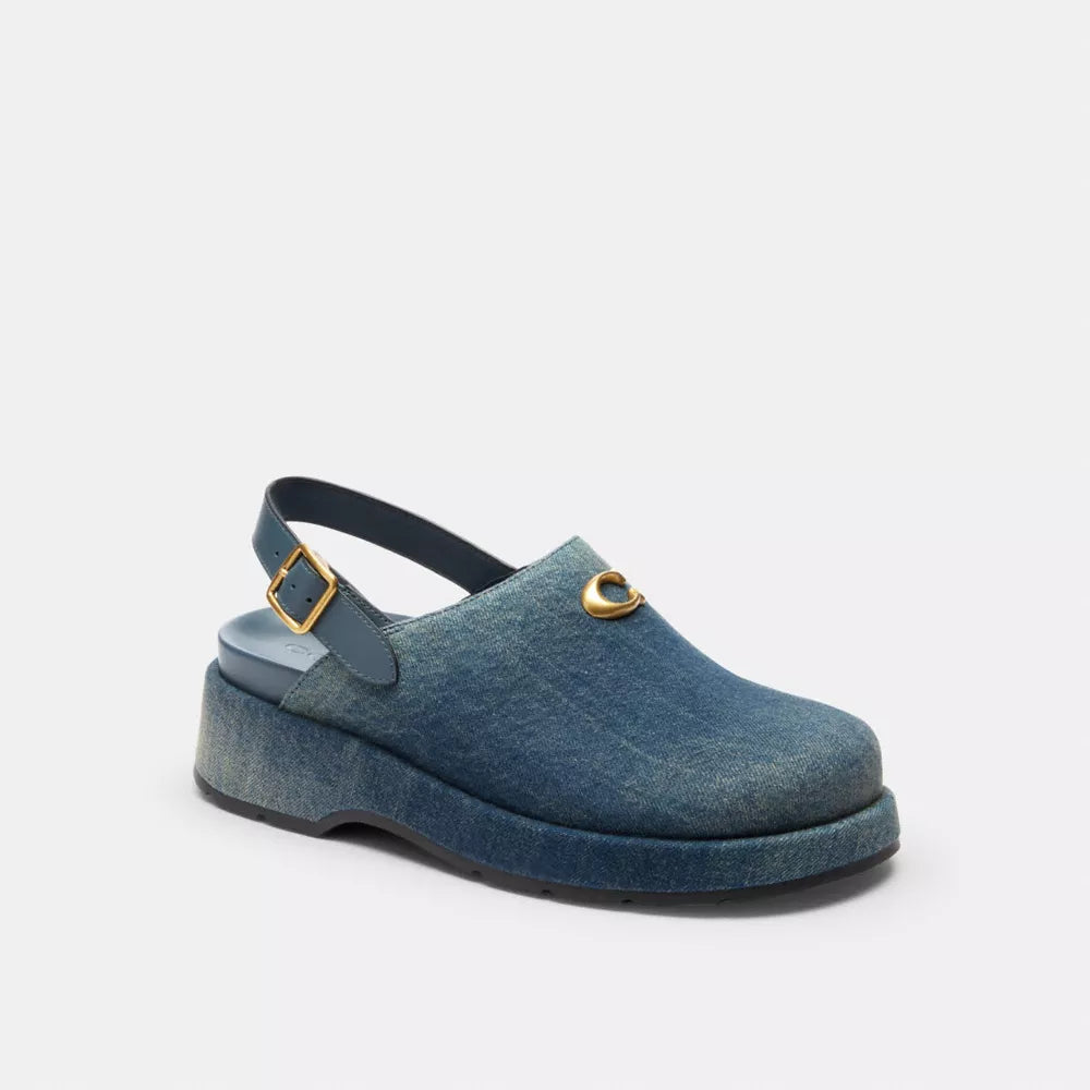 Sculpted C Platform Clog In Loved Denim - Dark Indigo