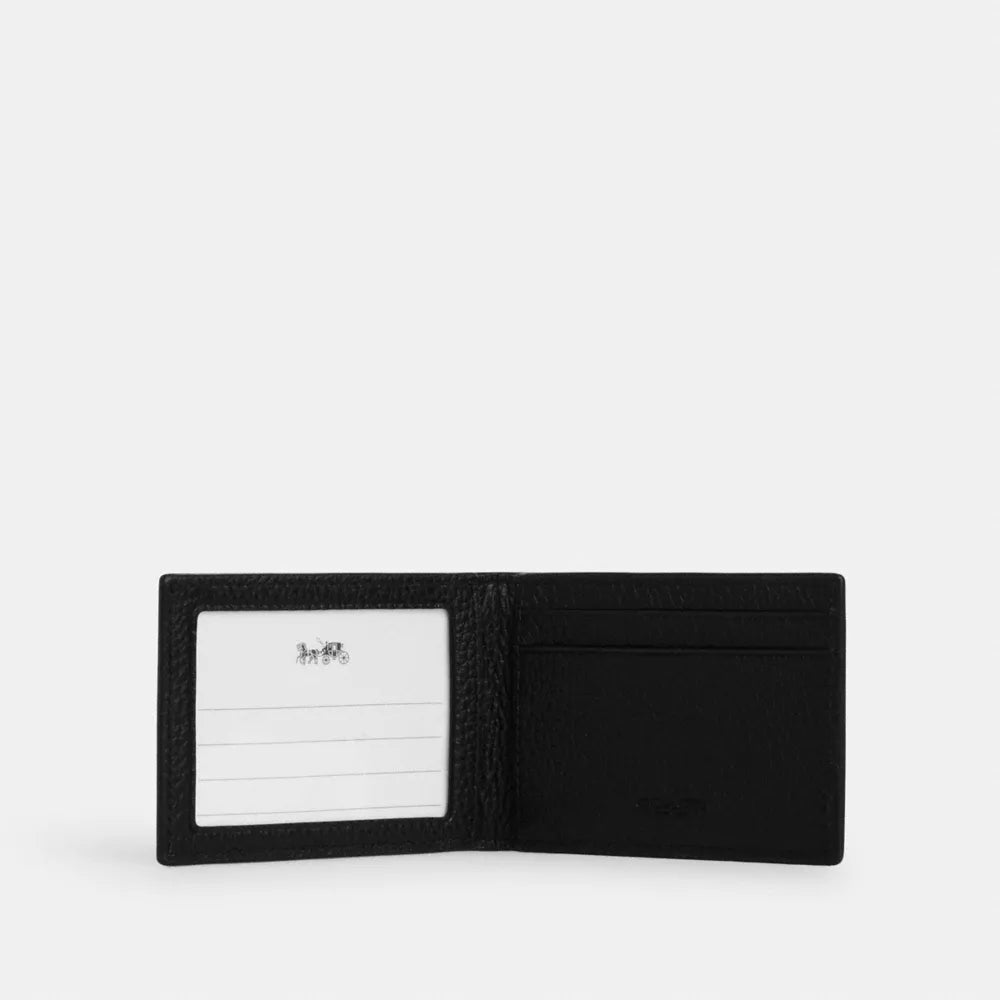 Compact Billfold Wallet - Pebbled Leather/Gunmetal/Black