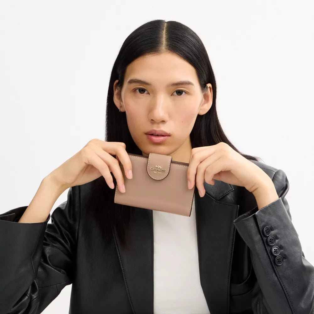 Medium Corner Zip Wallet - Gold/Taupe