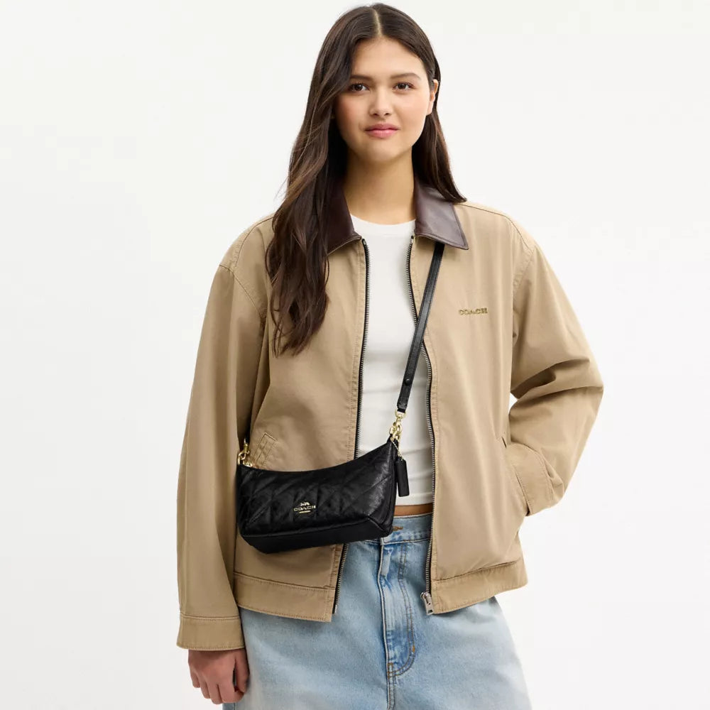 Caitlin Shoulder Bag With Quilting - Gold/Black