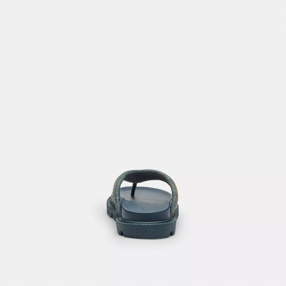 Brynn Thong Sandal In Loved Denim - Dark Indigo