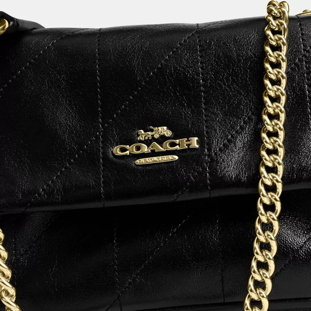 Elodie Crossbody Bag 18 With Quilting - Gold/Black