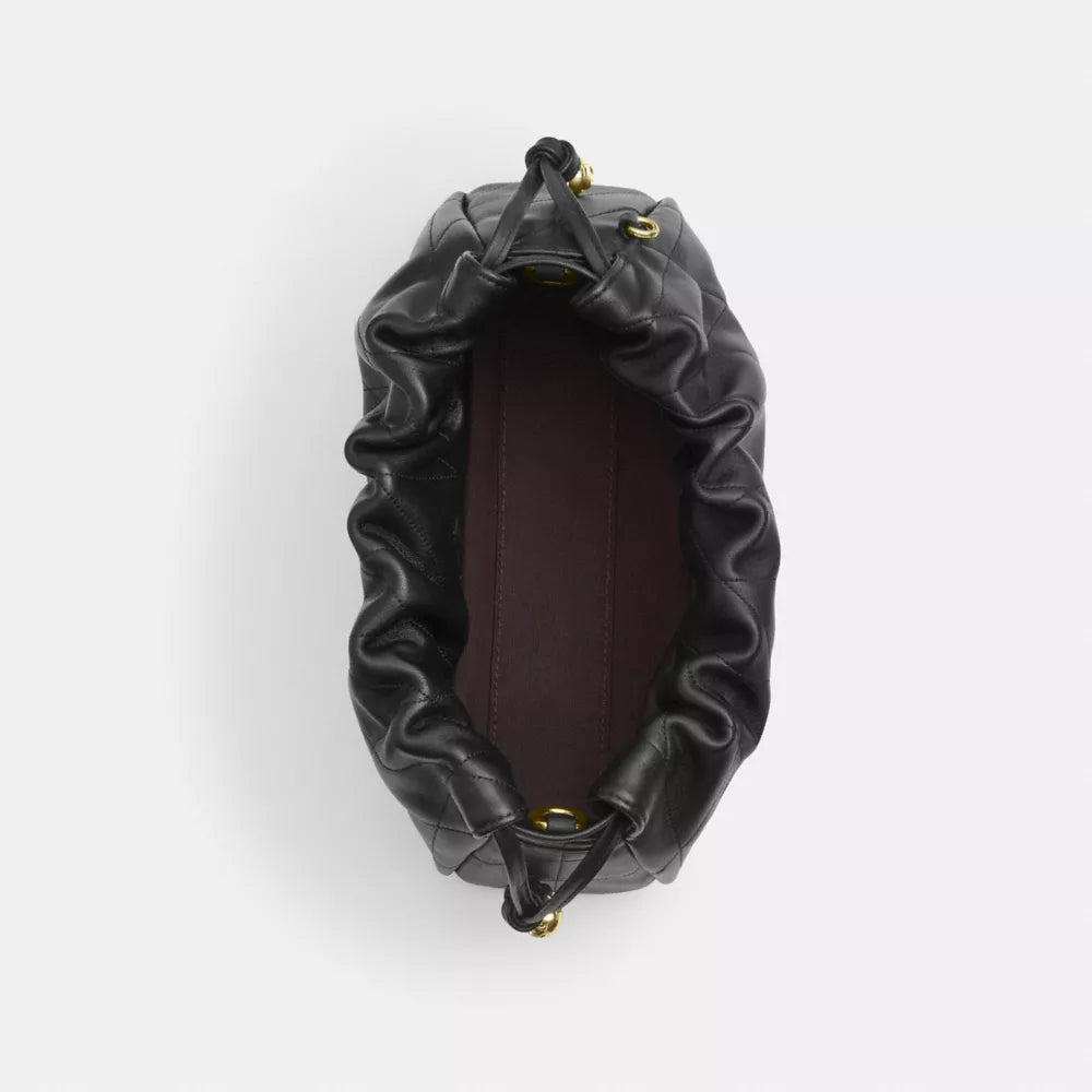 Faye Shoulder Bag With Quilting - Nappa Leather/Gold/Black