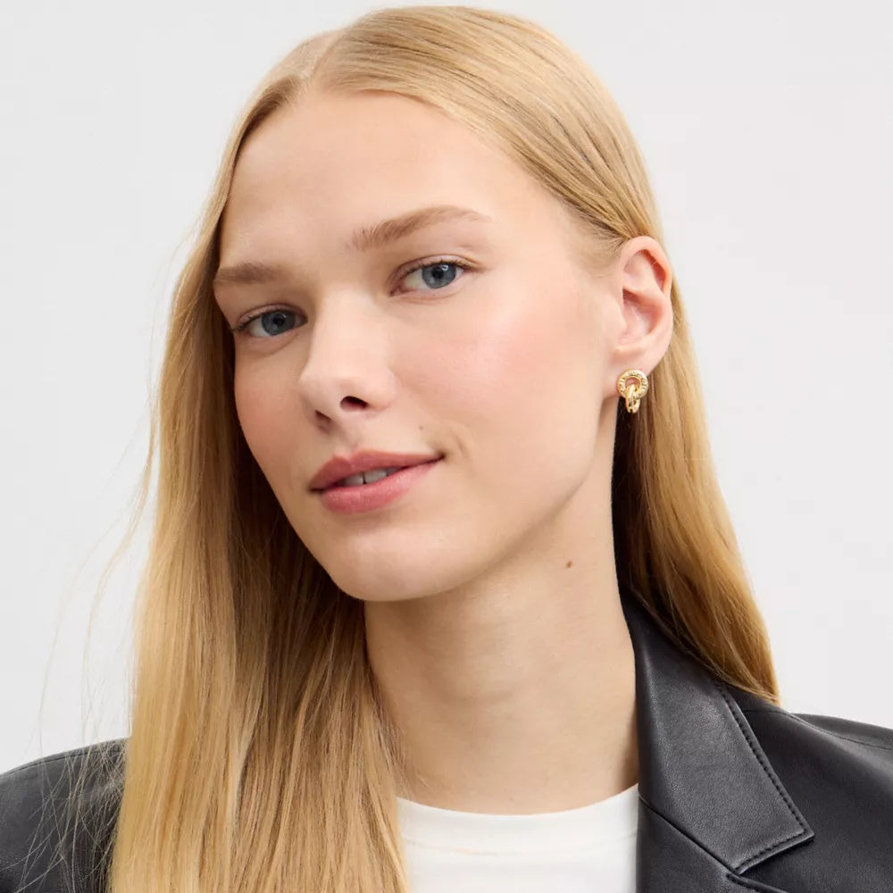 Interlock Drop Earrings - Gold