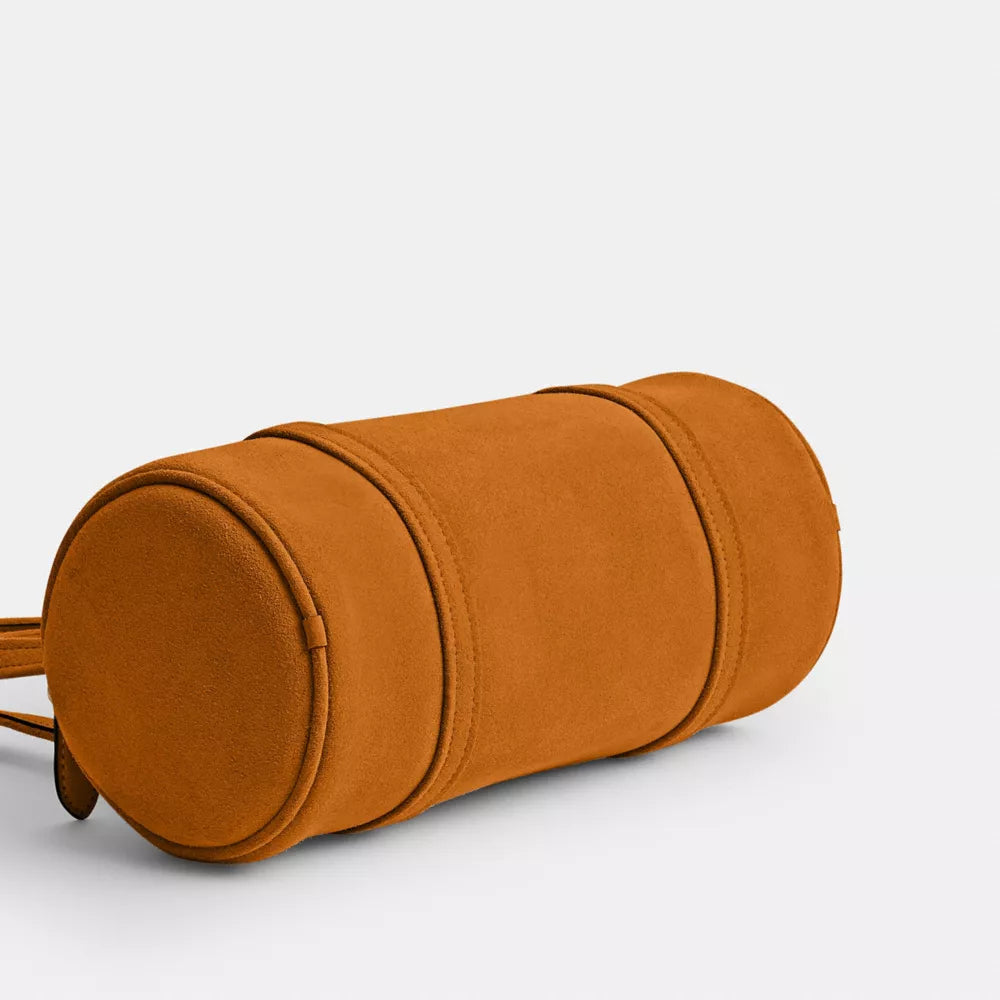 Kisslock Barrel Bag 28 - Suede/Brass/Marigold
