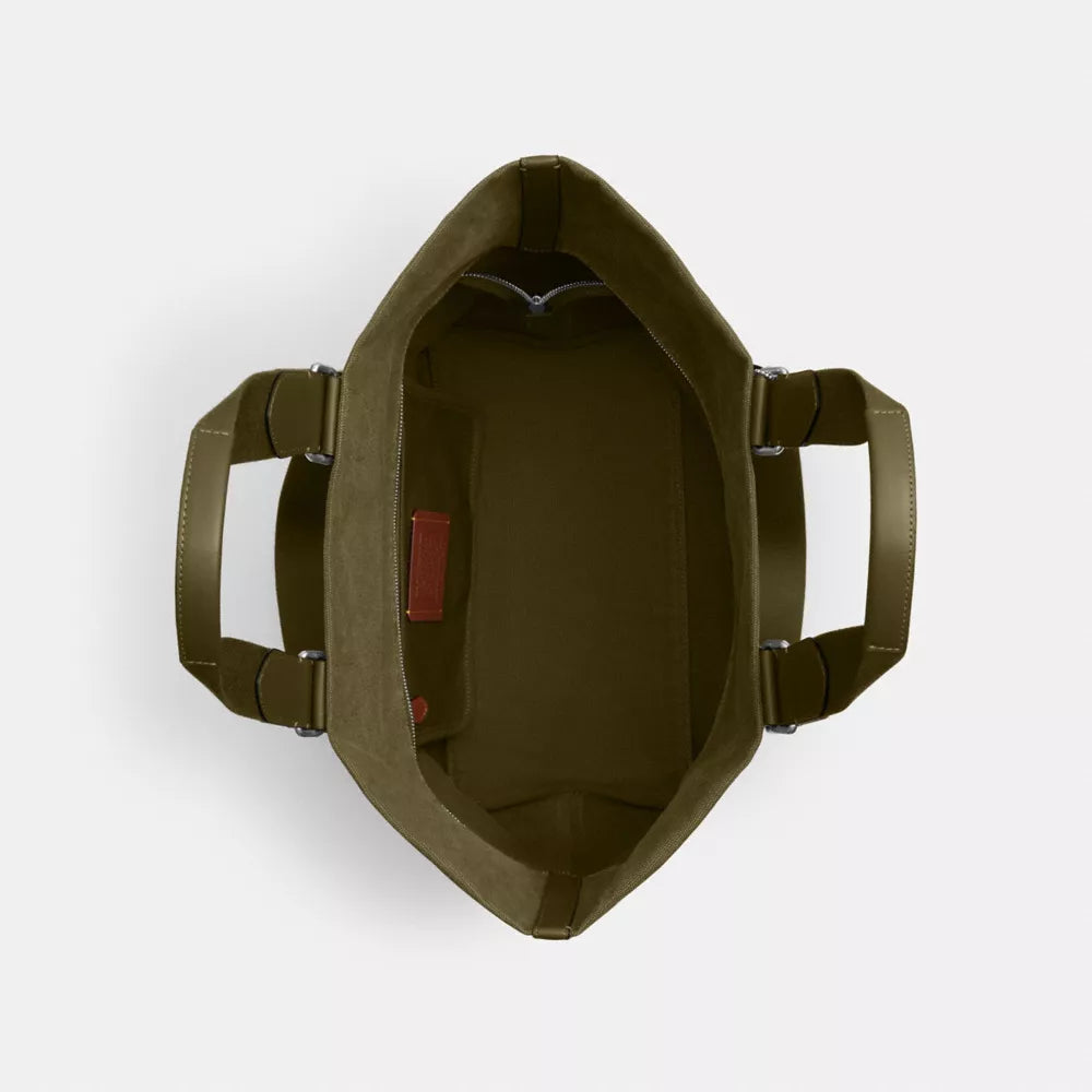 Small Tour Tote Bag In Regenerative Cotton - Silver/OLIVE
