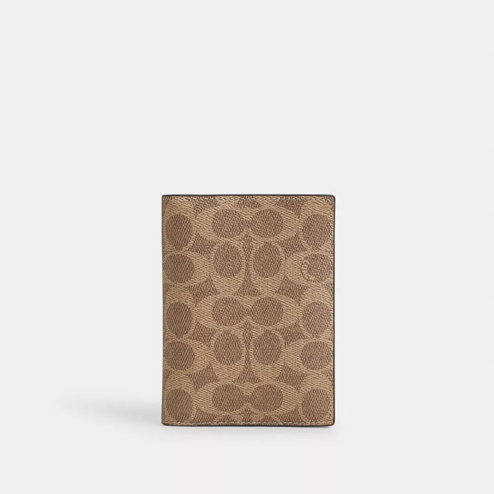 Passport Card Case In Signature Canvas - Signature Canvas/Gunmetal/Tan/Black
