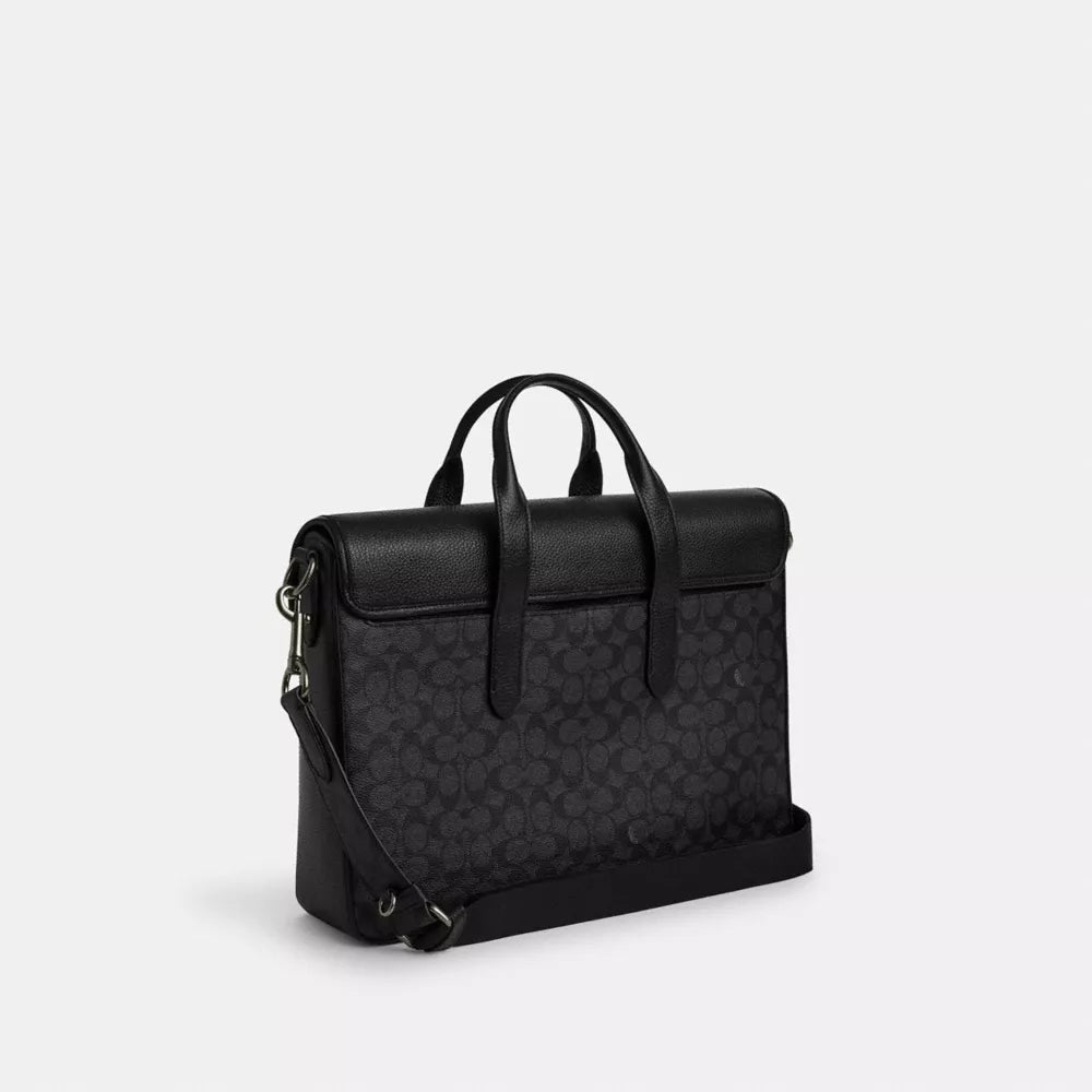 Sullivan Portfolio Brief In Signature Canvas - Gunmetal/Charcoal/Black