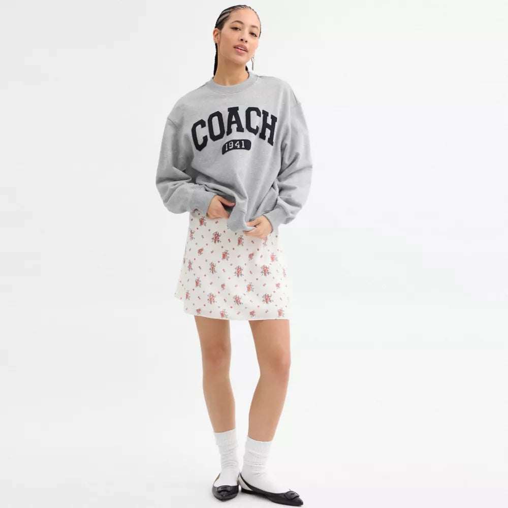Sporty Boyfriend Crewneck Sweatshirt - Heather Grey