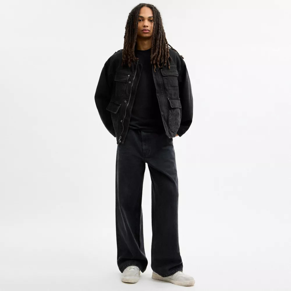 Denim Chore Coat With Flannel Lining - Black Wash