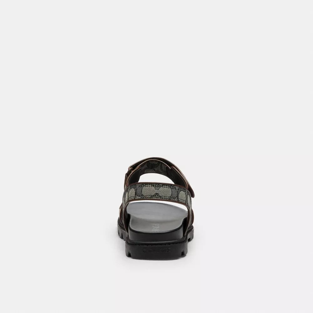 Double Strap Sandal In Signature Jacquard - Deep Blue Multi