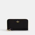 Long Zip Around Wallet - Crinkle Leather/Gold/Black