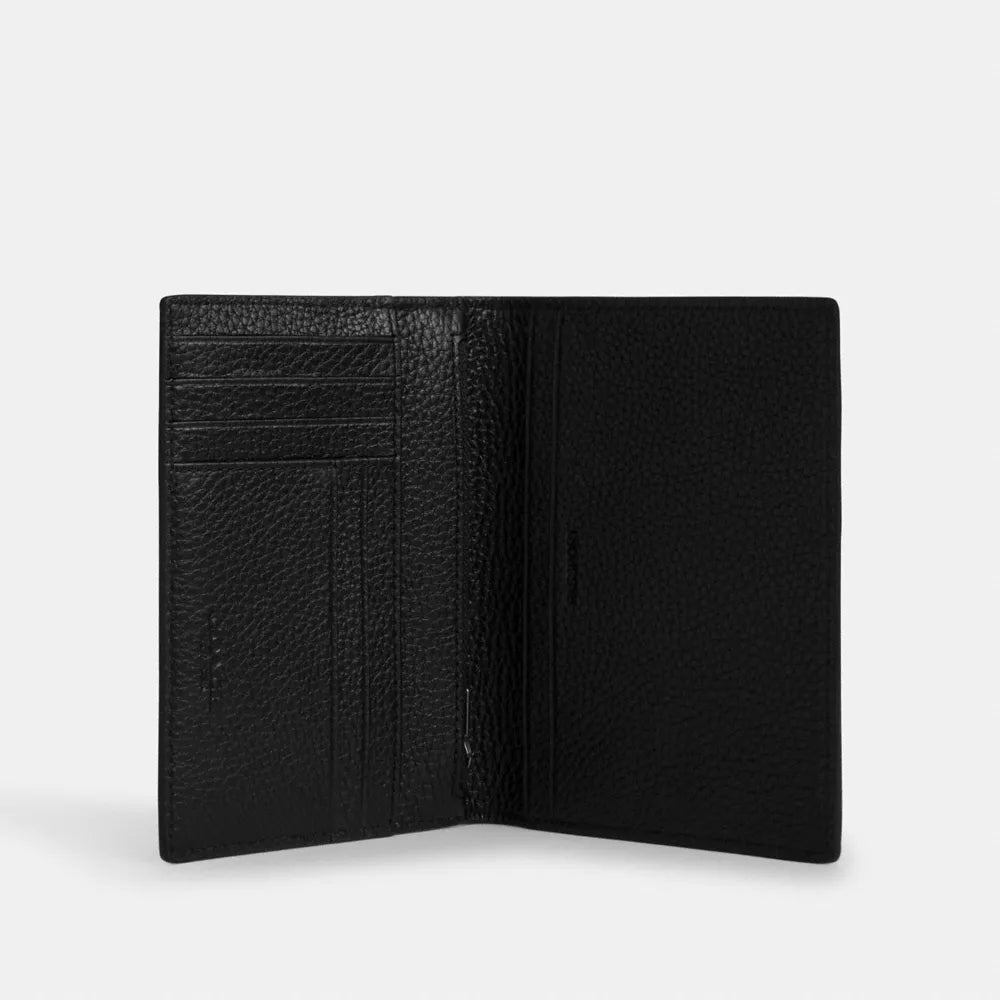 Passport Card Case - Pebbled Leather/Gunmetal/Black