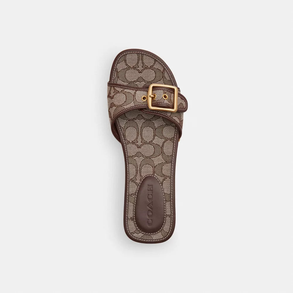 Margot Wooden Sandal In Signature Jacquard - Oak/Maple