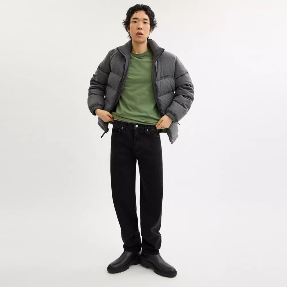Straight Fit Denim Jeans - Black Wash