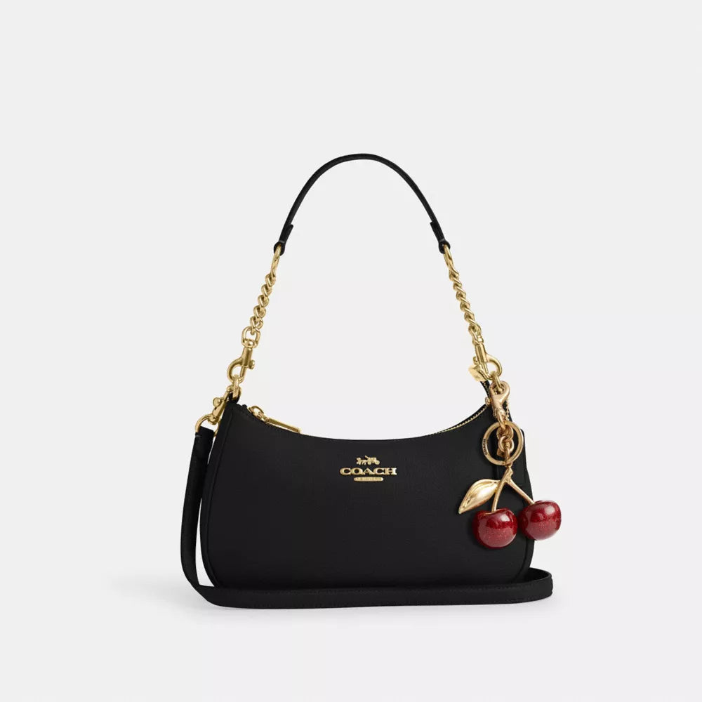 Teri Shoulder Bag - Pebbled Leather/Gold/Black