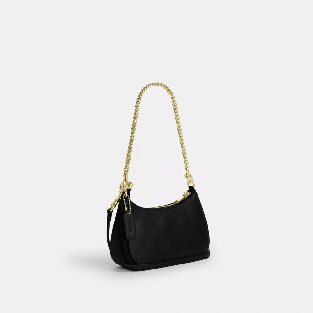 Teri Mini Crossbody Bag With Quilting - Gold/Black