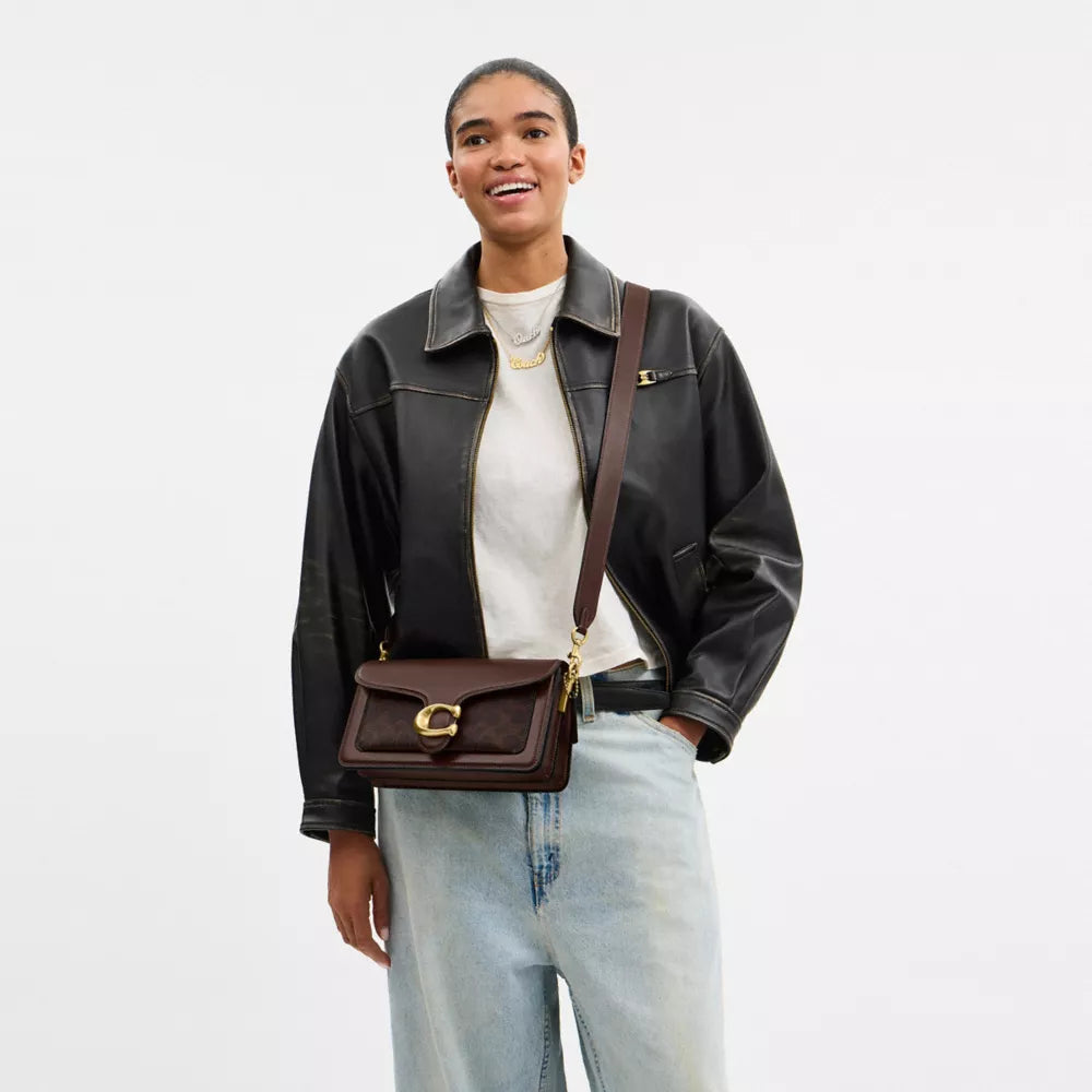 Tabby Shoulder Bag 26 In Signature Canvas - Brass/Maple