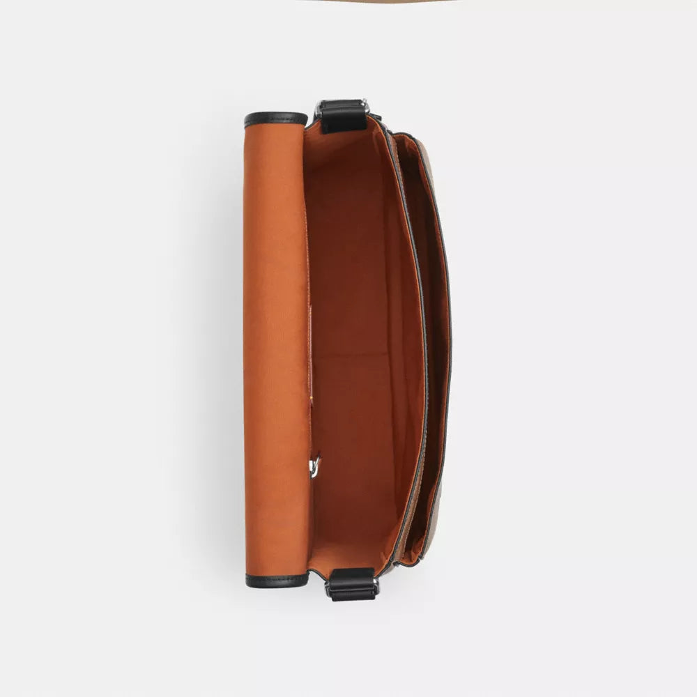Colby Messenger Bag 32 In Signature Canvas - Silver/Tan Black